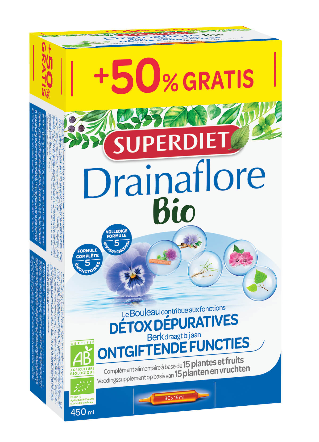 Super Diet Drainaflore bio 20x15ml +50% gratis